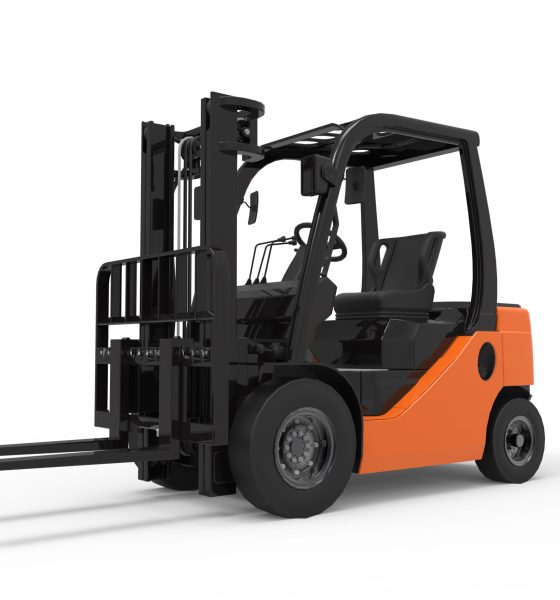 3D forklift truck isolated on a white background